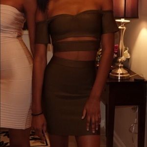 Mistress Rocks - Khaki Bandage Two Piece Set